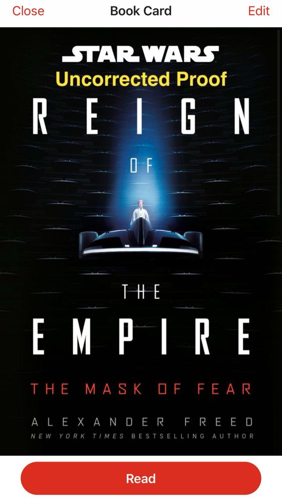 Reign of the empire: the mask of fear by Alexander Freed uncorrected proof cover