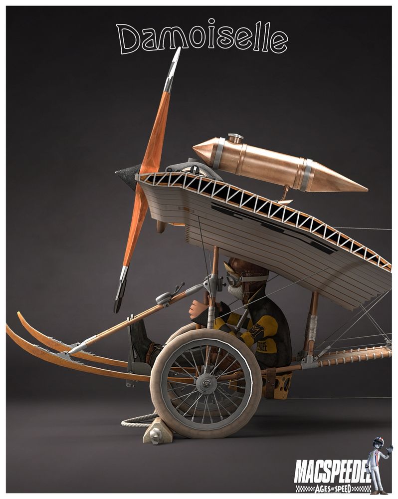 Santos Dumont Demoiselle.
The Demoiselle was the last aircraft built by Santos-Dumont. He performed flights with it in Paris, and made trips to nearby places. Flights were continued at various times through 1909, including a cross-country flight with stages of about 8 km (5 mi) from St. Cyr to Buc on 13 September 1909, returning the following day, and another on 17 September 1909 of 18 km in 16 min. The aircraft was exhibited on the Clément-Bayard stand at the Paris Aéro Salon in October 1909 and it was announced that a production run of 100 aircraft was planned. However, only 50 were actually built, of which only 15 were sold, at a price of 7,500 francs for each airframe. It was offered with a choice of three engines: Clement 20 hp; Wright 4-cyl 30 hp (Clement-Bayard had the license to manufacture Wright engines); and Clement-Bayard 40 hp designed by Pierre Clerget. It achieved 120 km/h.

Fun fact. The wrist watch as we know it today was invented especially for Santos in order that he could safely check the time without removing his hands from the controls, up until then there were only pocket watches.