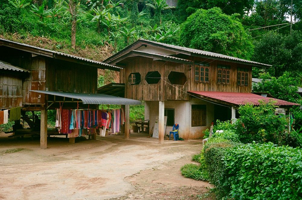A traditional home in a Thai mountain village 