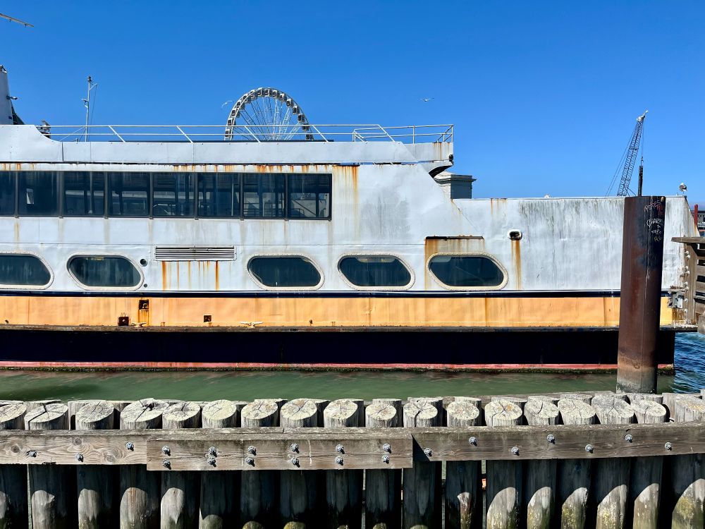 Details of an old ferry and a dock