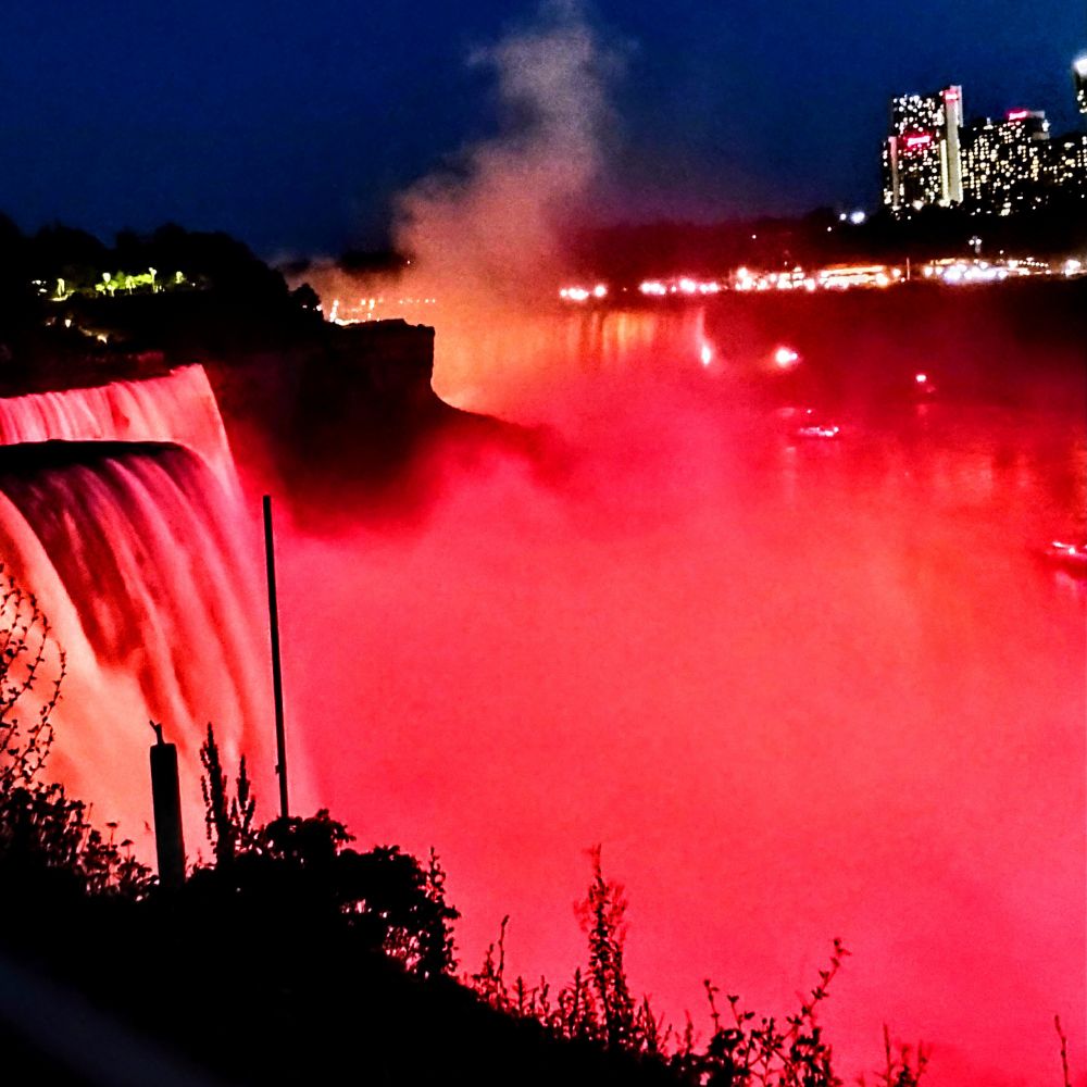Niagara Falls lit up red June 2025