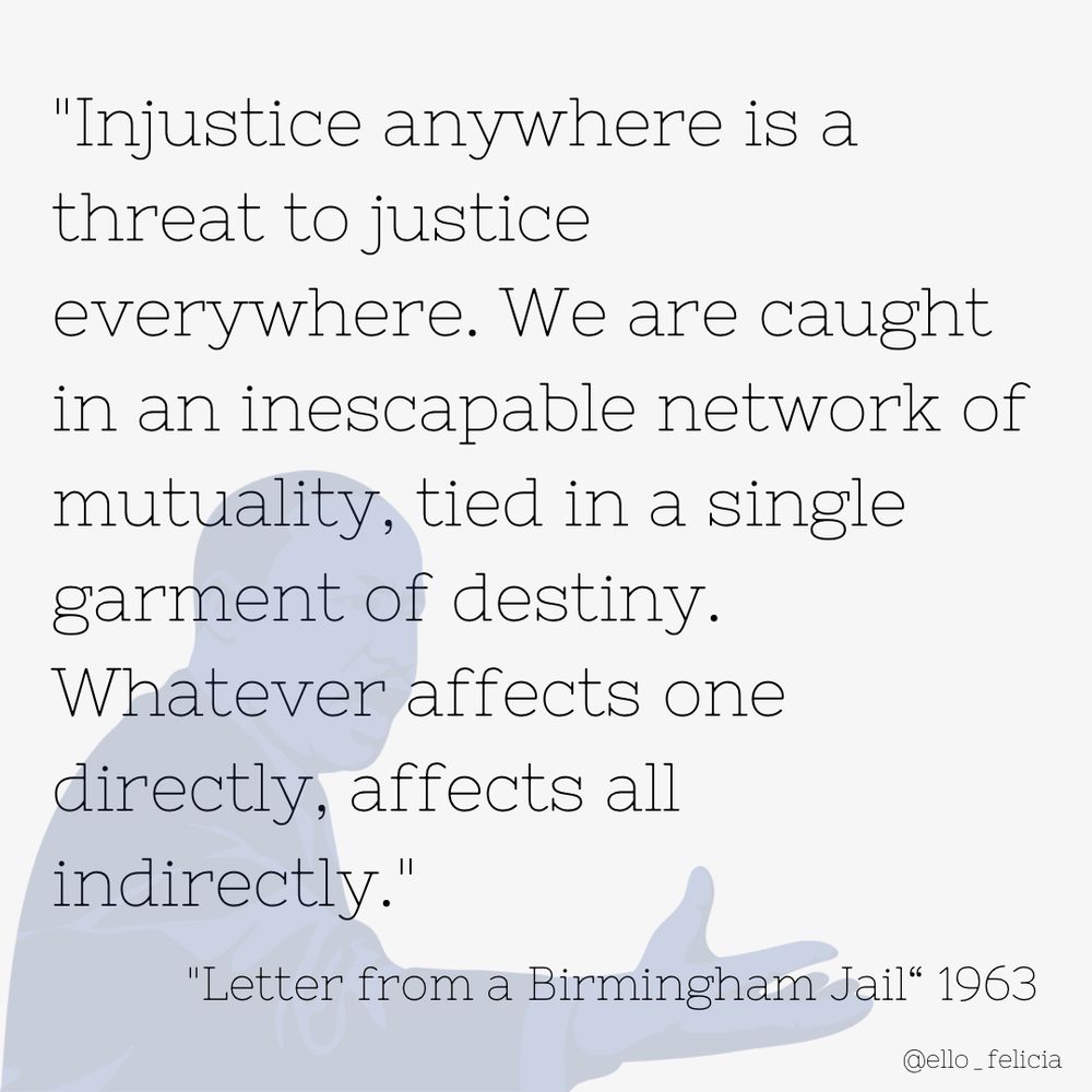 Faded in the background silhouette of Martin Luther King Jr quote with black text