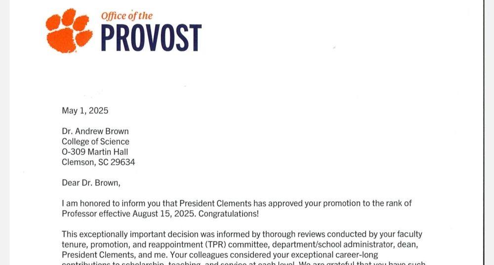 letter informing of promotion to full professor