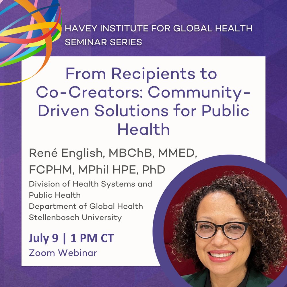 "From Recipients to Co-Creators: Community-Driven Solutions for Public Health" IGH Seminar with Professor René English