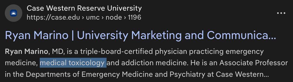 Case Western Reserve University

https://case.edu › umc › node › 1196
Ryan Marino | University Marketing and Communications | Case Western ...
Ryan Marino, MD, is a triple-board-certified physician practicing emergency medicine, medical toxicology and addiction medicine. He is an Associate Professor in the Departments of Emergency Medicine and Psychiatry at Case Western Reserve University School of Medicine in Cleveland, Ohio.