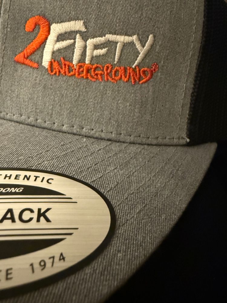 New Orange and White logo 2FIFTYUNDERGROUND gray and black snapback.