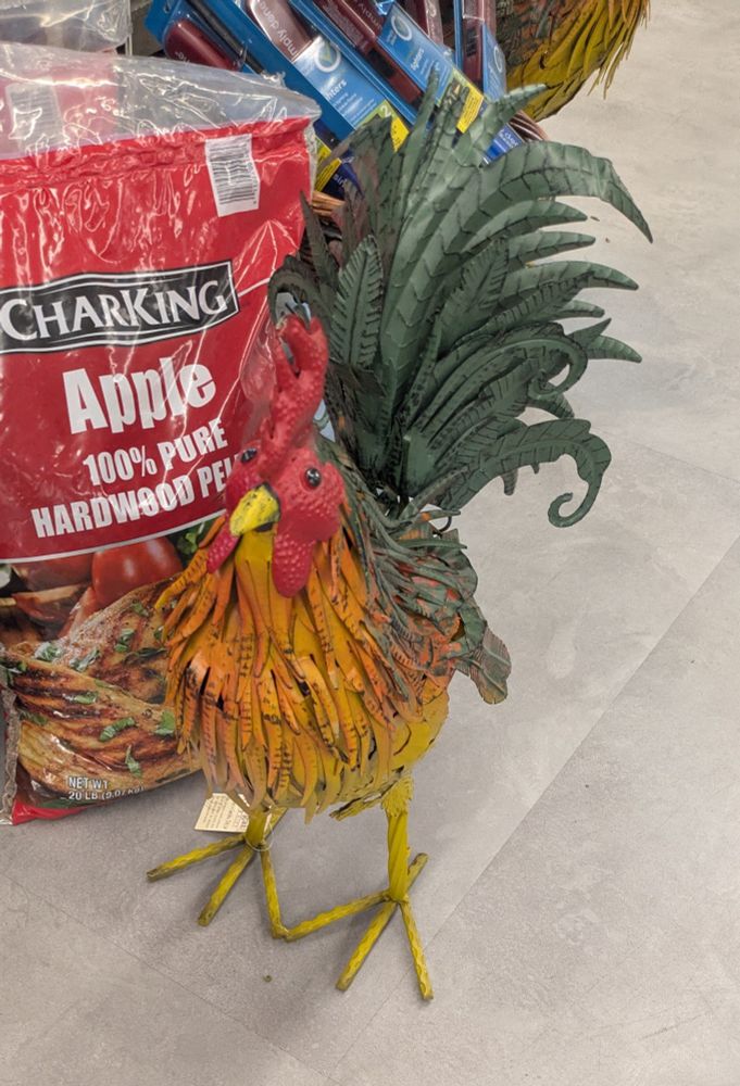 A metal rooster. 