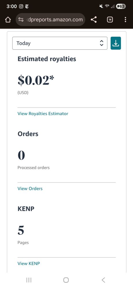 A screenshot of my KDP dashboard showing five pages have been read. 