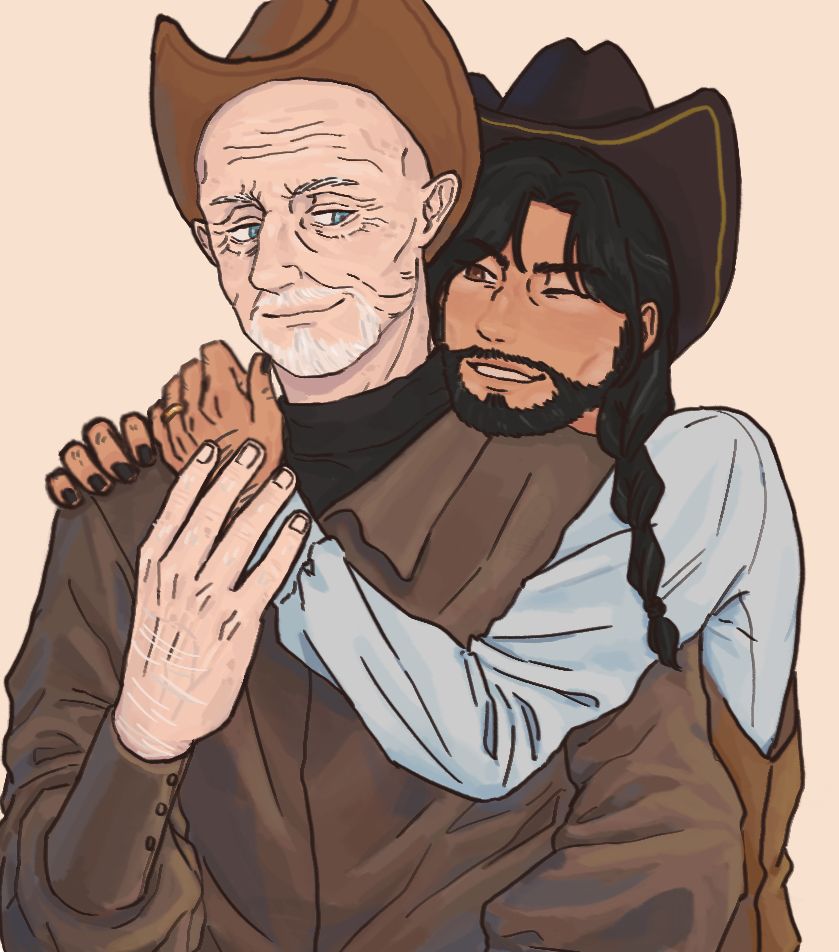 Kleon Rivas hugging Mike Ehrmantraut from behind