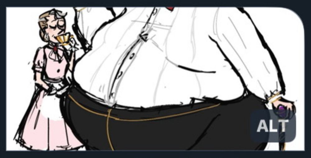 An autocrop of another image. All you can see is a small housewife sipping tea as she gently places a hand on a well-dressed fat man’s stomach. She looks happy with this situation.