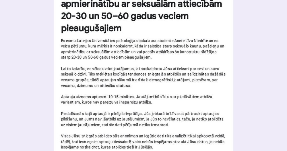 Seksuālā kauna saistība ar pašcieņu un apmierinātību ar seksuālām attiecībām 20-30 un 50–60 gadus veciem pieaugušajiem