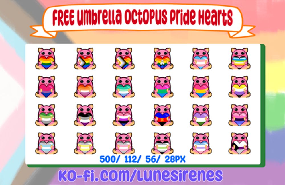 Free Umbrella Octopus Pride Hearts - Luné Sirenés's Ko-fi Shop