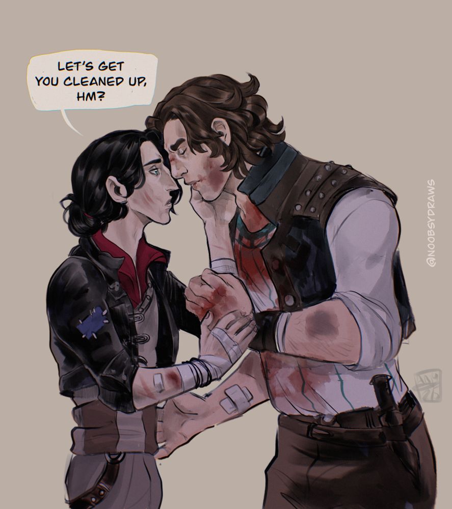 Fanart of young Silco and Vander from the series arcane. Silco comforting Vander after a fight. 