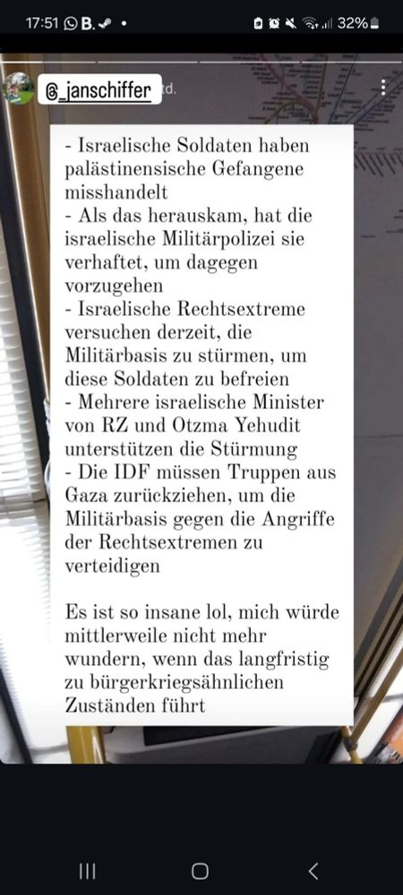 Instagramstory von Veronika Kracher mit Zusammenfassung der Ereignisschen beim Eindringen von Rechtsextremen in die Militätbasis um neun von ihren Leuten zu befreien.