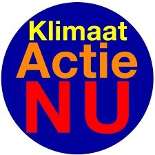Een sticker met de tekst: Klimaat Actie Nu