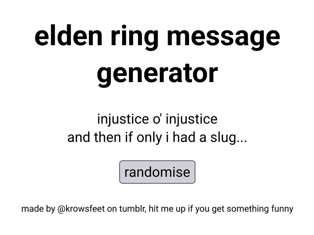 injustice o' injustice and then if only I had a slug...