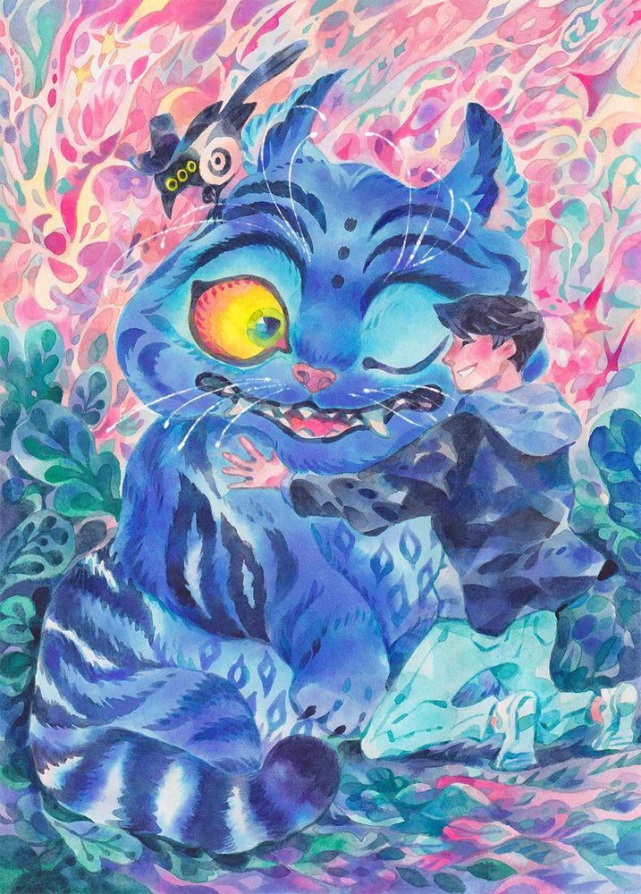 watercolour of derpy tiger and jinu from kpop demon hunters