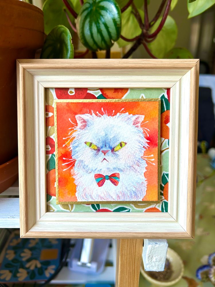 Watercolor Persian cat portrait