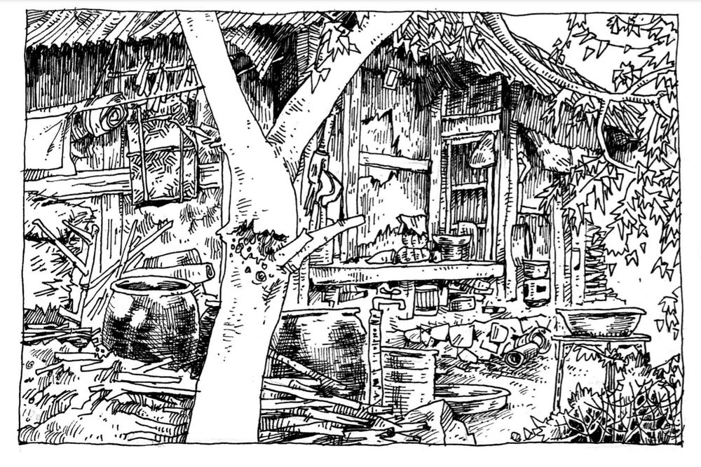 A drawing of movie still from Memories of Murder (2003)