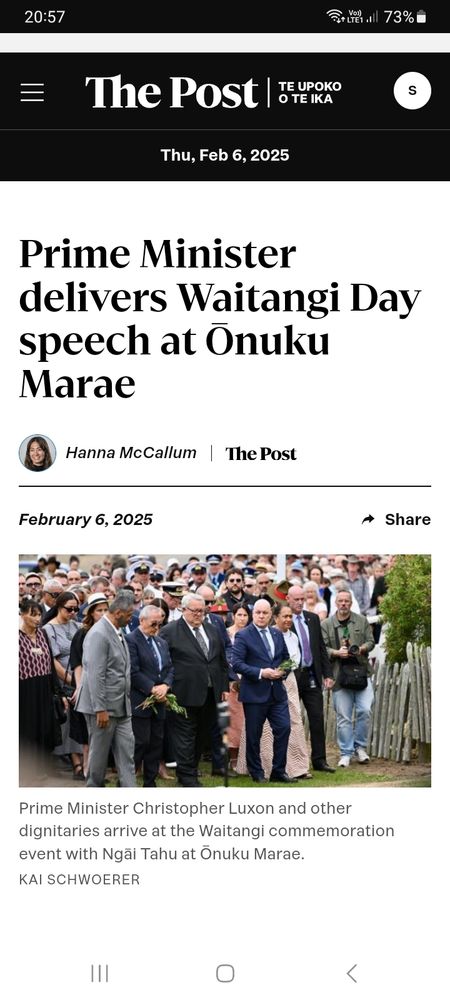 Luxon and Brownlee being welcomed onto the marae, without bunches of carrots. 