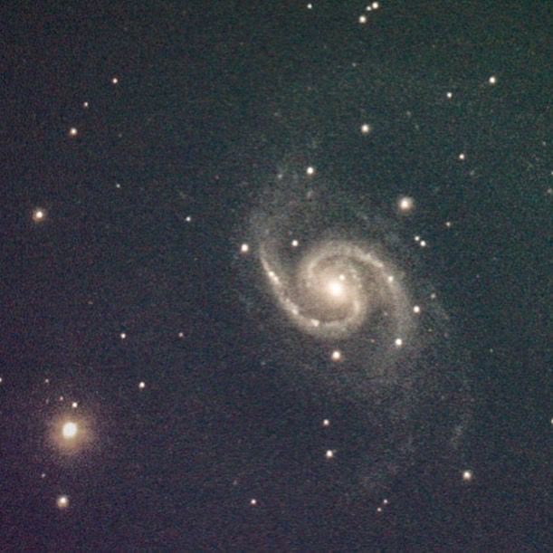 A tightly wound, double spiral arm galaxy seen almost face on. 