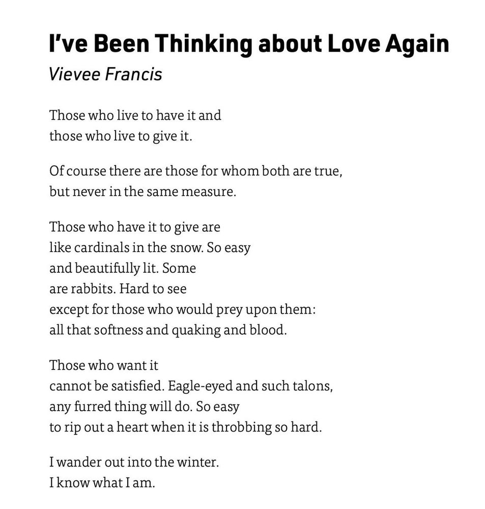 Poem: 'I've Been Thinking about Love Again' by Vievee Francis
