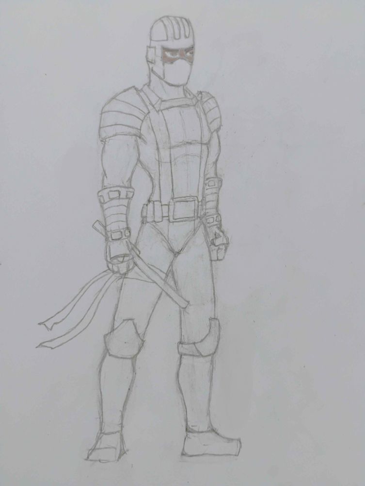 My fanart sketch of the Marvel Comics character Night Thrasher, he's holding one of his escrima sticks
