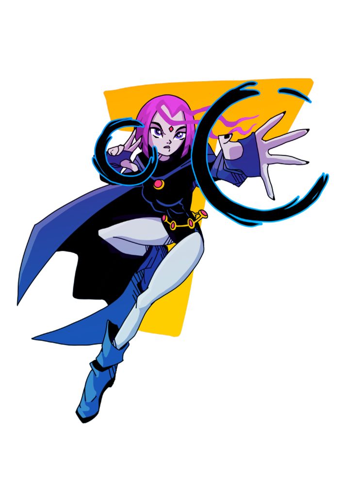 Raven, as she appears in Teen Titans, with her hood down