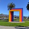Image of Santa Barbara's Chromatic Gate - all the colors of the rainbow.