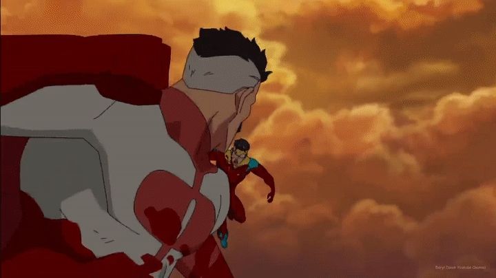 Fight between Omniman and Invincible where the father beats his son.