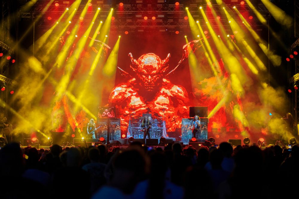 Cavalera live on stage on Exit festival with yellow lights