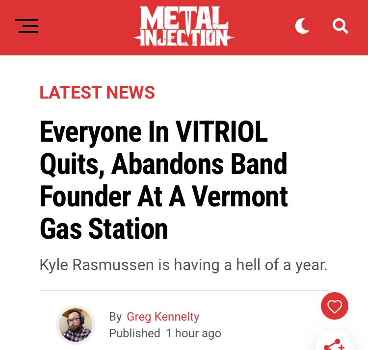 “Everyone in Vitriol quits, abandons band founder at a Vermont gas station” from Metal Injection