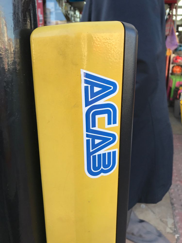 ACAB sticker using the SEGA logo font 