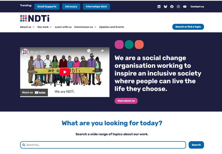 Screen shot of new NDTi website