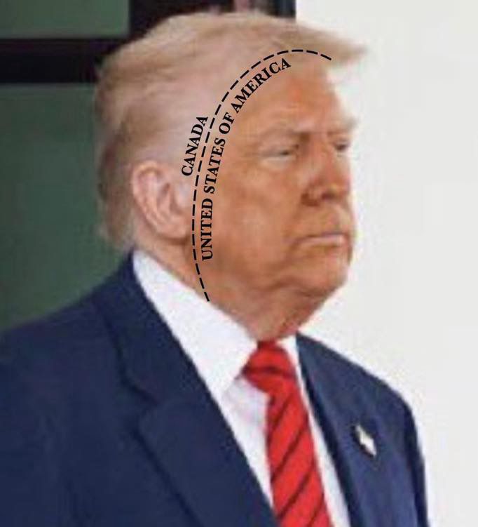 Trump with Canada - USA drawn on face