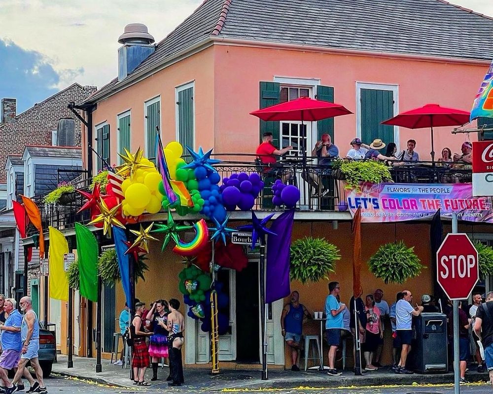 French Quarter in New Orleans, Louisiana during Pride month. 