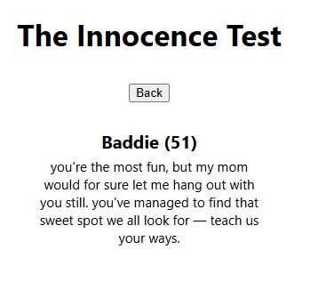 Innocent test result. 
Badddie