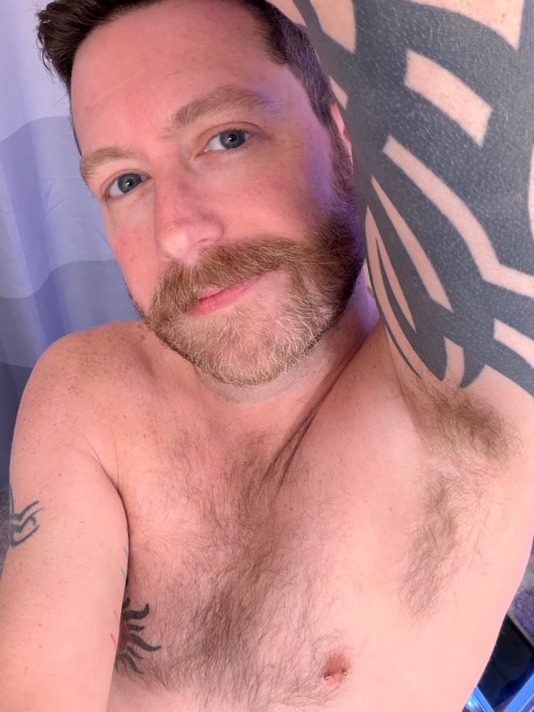 Hairy gay showing hairy armpit closer
