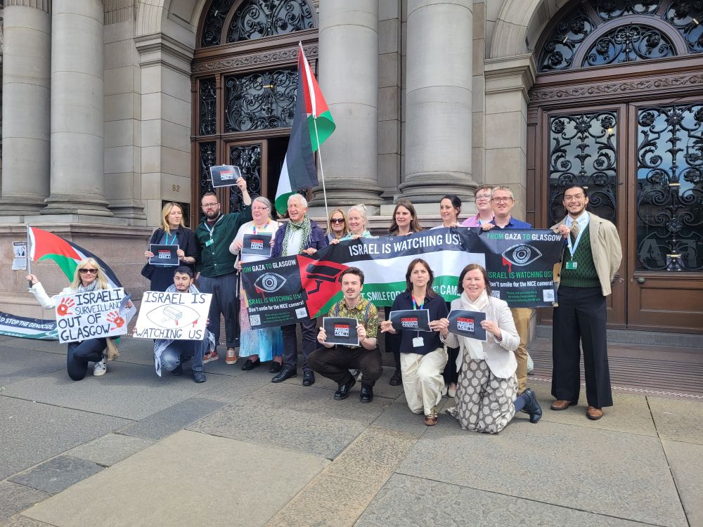 Green Councillor group and protestors outside City Chambers