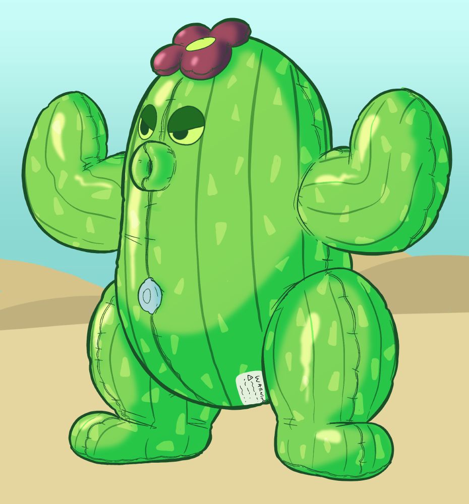 an anthropomorphic cactus inflatable. It looks mad that it cant poke anybody, probably because its spines are only for decoration 