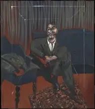 A portrait of Francis Bacon’s “Seated Figure” 1961. On view: Tate. 