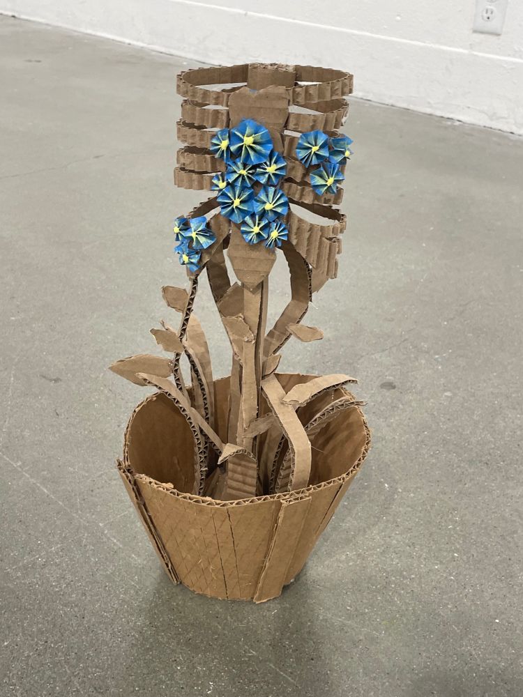 Student sculpture for design cardboard project. 