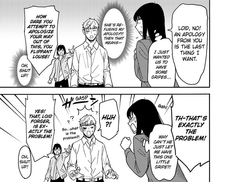 loid outright telling yuri to shut up because he's too loud