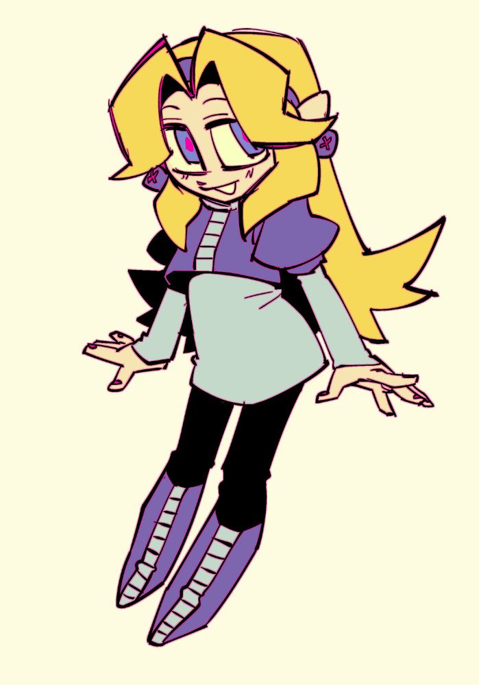digital drawing of maria from that hedgehog series floating in the beige void