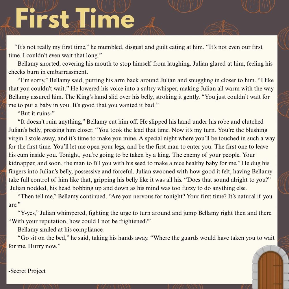 First time snippet with a picture of a door in the bottom left corner 