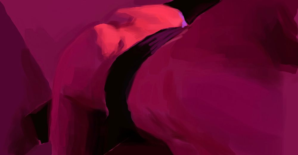 Digital color study of a model in an arched over the shoulder position in pink lighting