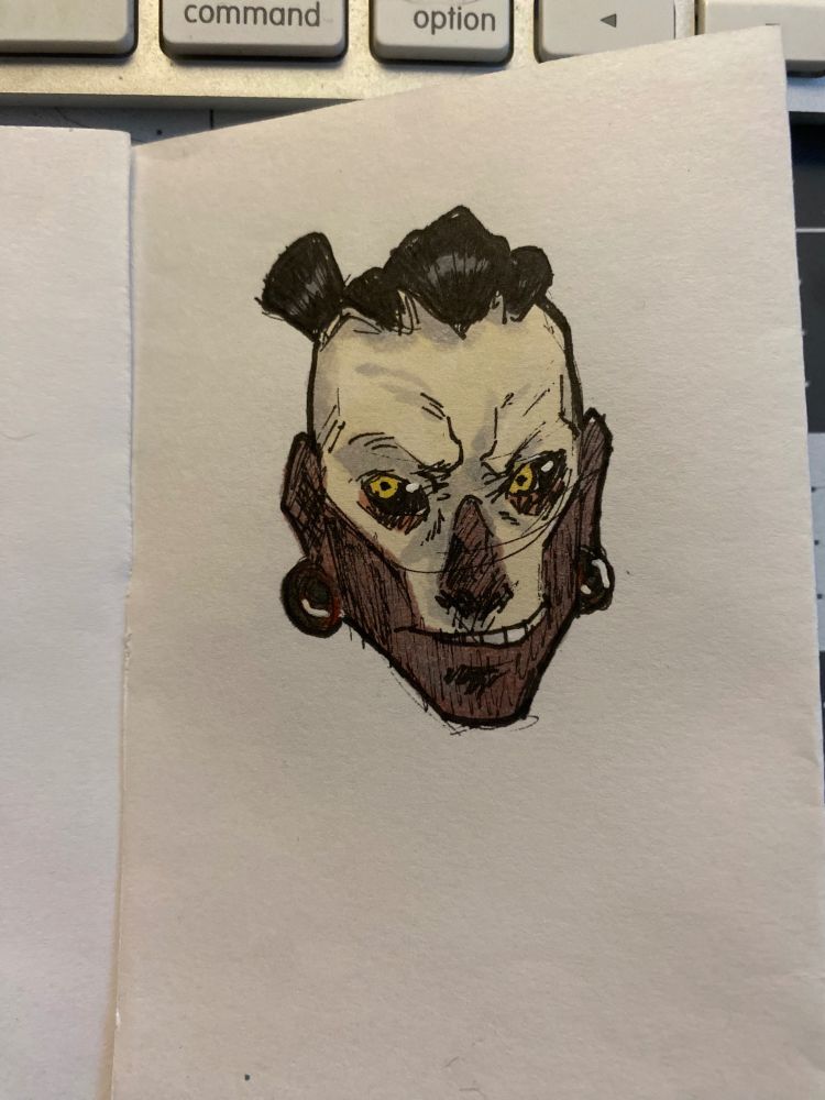 quick drawing of an oc for my godspear world building project. done with finalizer and topic markers