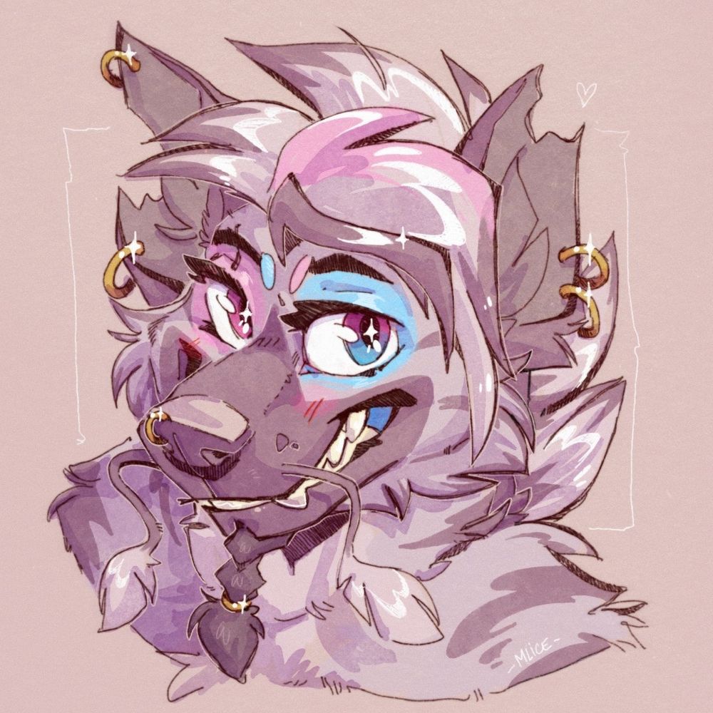 Coloured digital sketch of a punky striped Hyena hybrid 
