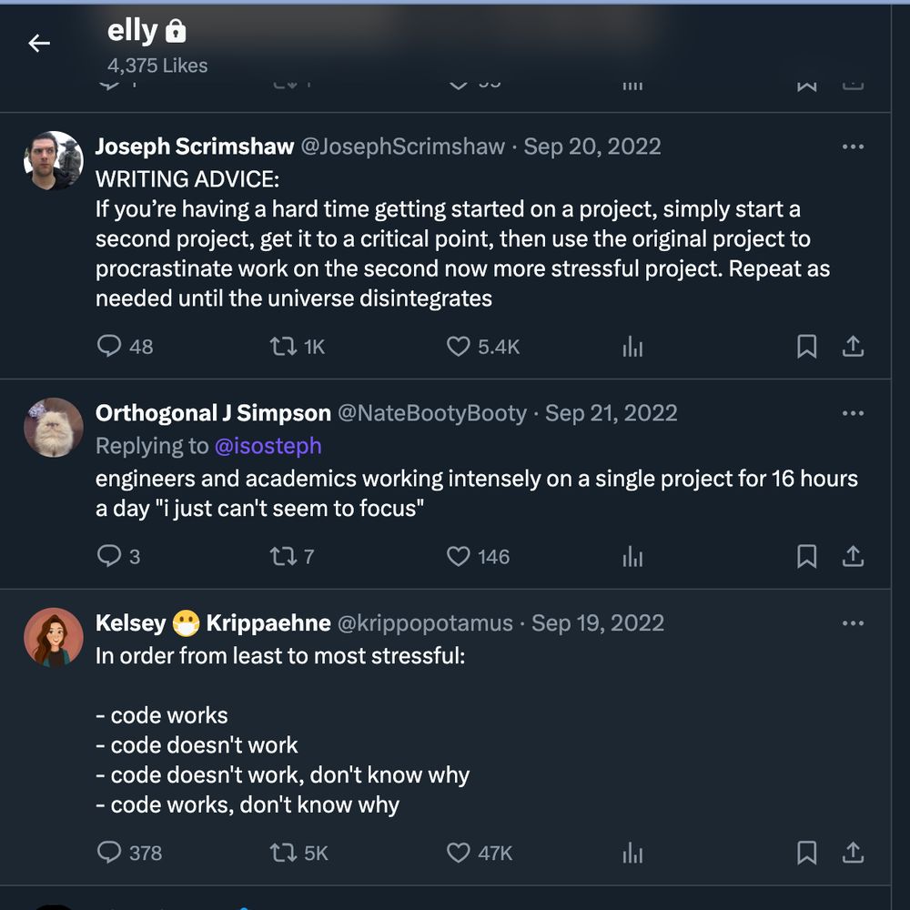 screenshot of some tweets on a twitter likes page 