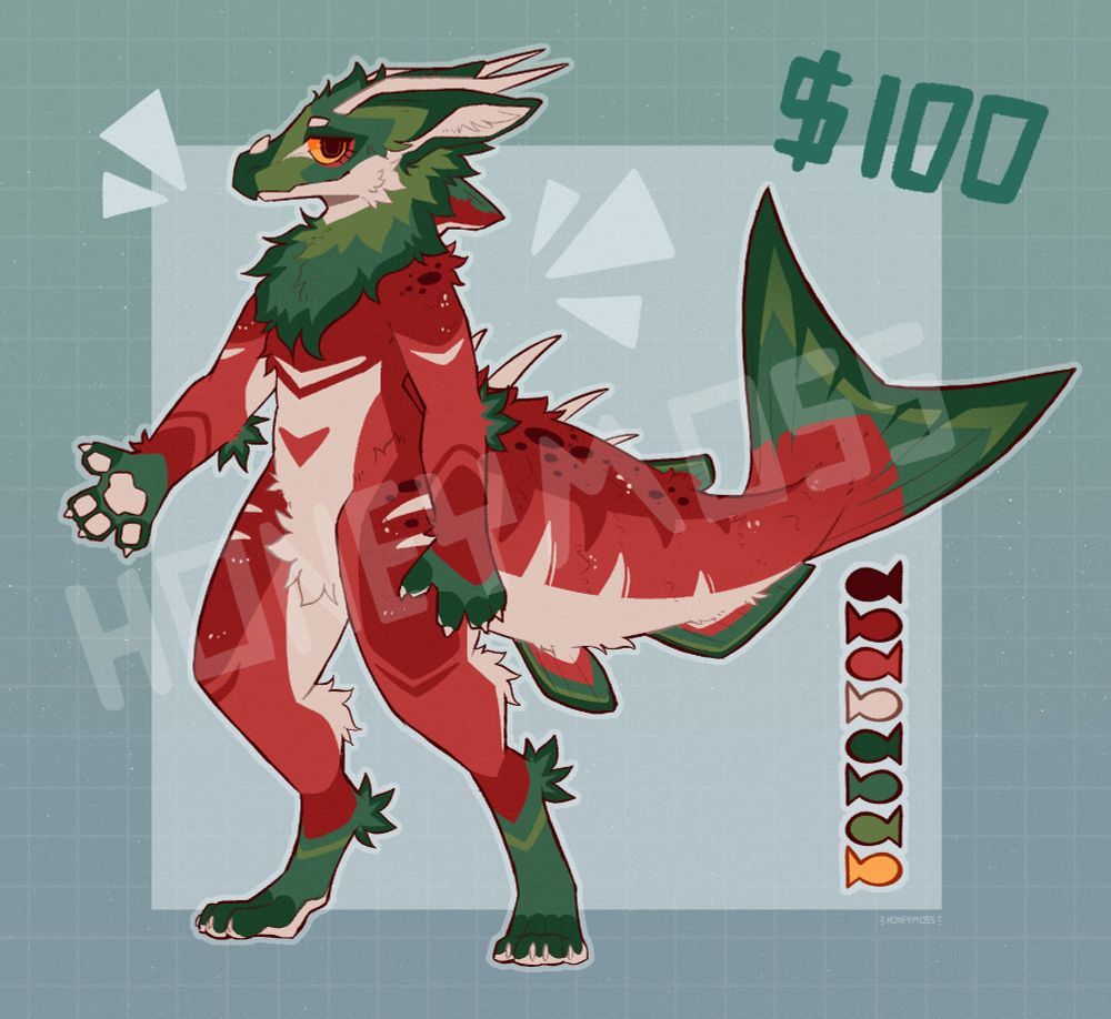 Salmon dragon anthro adopt